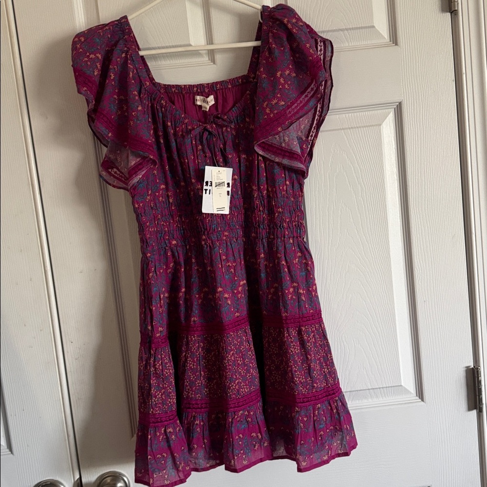 NWT Anthropologie Roller Rabbit Purple Pink Floral Mini Dress - Picture 9 of 11